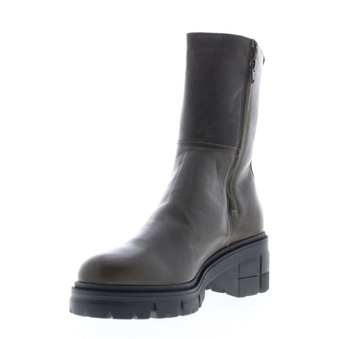 Bos. & Co. Brunas Womens Green Leather Zipper Casual Dress Boots