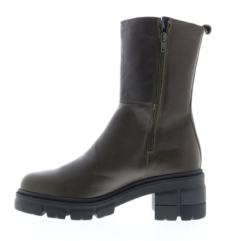 Bos. & Co. Brunas Womens Green Leather Zipper Casual Dress Boots