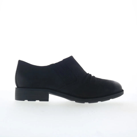 Clarks Bryianne Clara Womens Black Wide Leather Loafer Flats Shoes