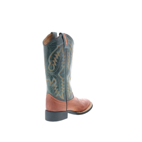 Jama Old West BSL1873 Womens Brown Leather Slip On Cowboy Western Boots