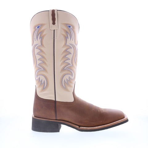 Jama Old West BSM1819 Mens Brown Leather Slip On Cowboy Western Boots