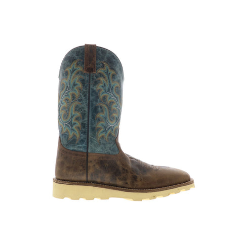 Jama Old West BSM1901 Mens Brown Wide Leather Slip On Cowboy Western Boots