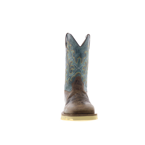 Jama Old West BSM1901 Mens Brown Leather Slip On Cowboy Western Boots