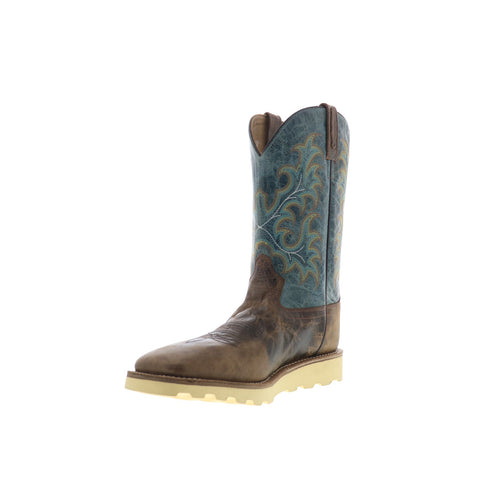 Jama Old West BSM1901 Mens Brown Leather Slip On Cowboy Western Boots