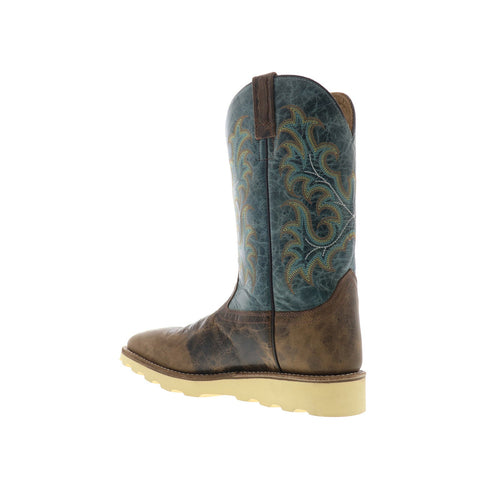 Jama Old West BSM1901 Mens Brown Leather Slip On Cowboy Western Boots
