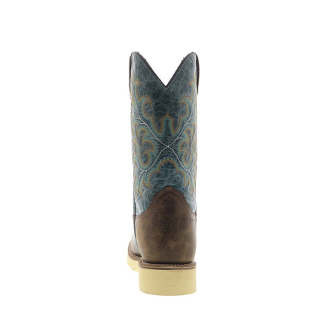 Jama Old West BSM1901 Mens Brown Wide Leather Slip On Cowboy Western Boots