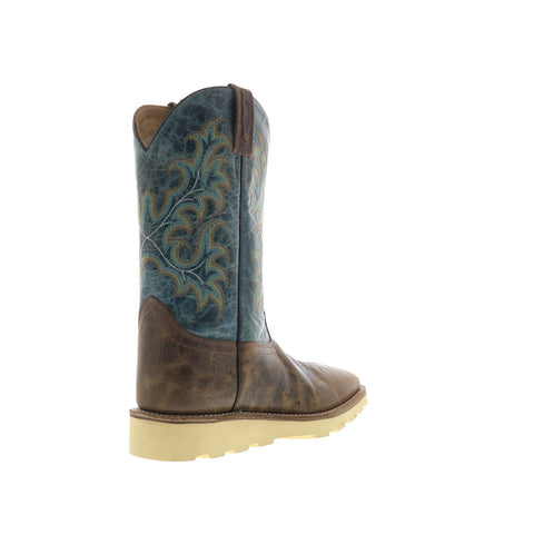 Jama Old West BSM1901 Mens Brown Leather Slip On Cowboy Western Boots