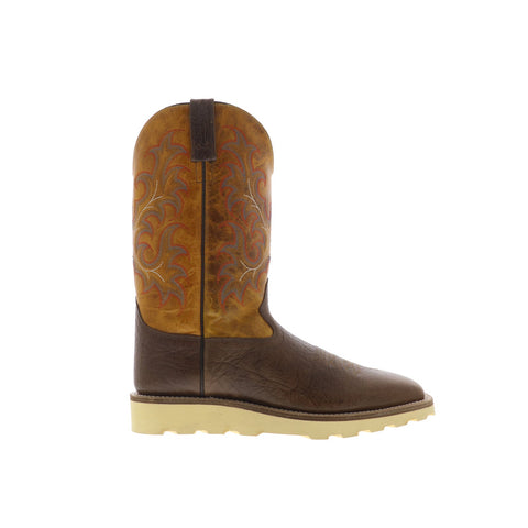 Jama Old West BSM1903 Mens Brown Leather Slip On Cowboy Western Boots