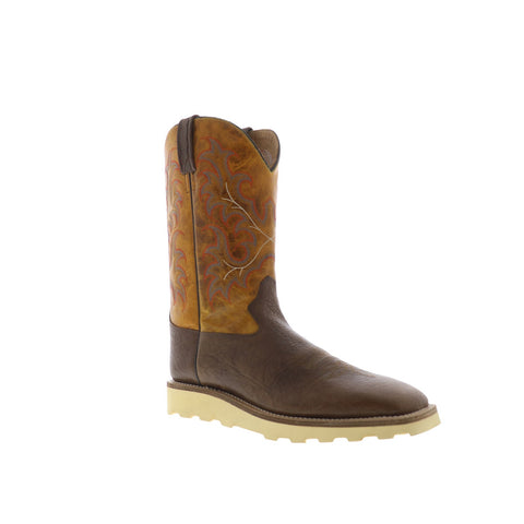 Jama Old West BSM1903 Mens Brown Leather Slip On Cowboy Western Boots