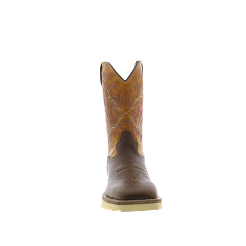 Jama Old West BSM1903 Mens Brown Leather Slip On Cowboy Western Boots