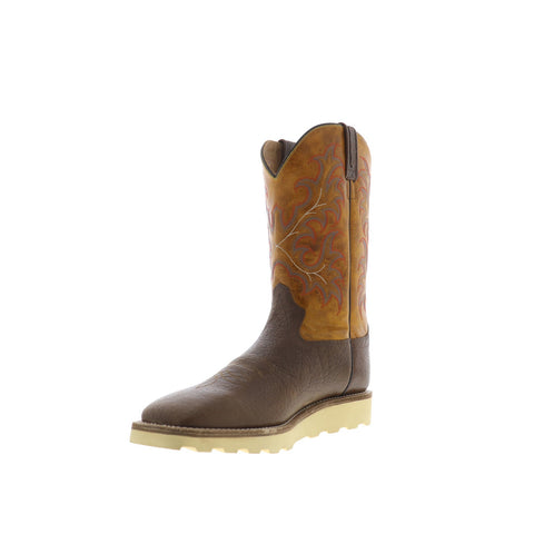 Jama Old West BSM1903 Mens Brown Leather Slip On Cowboy Western Boots
