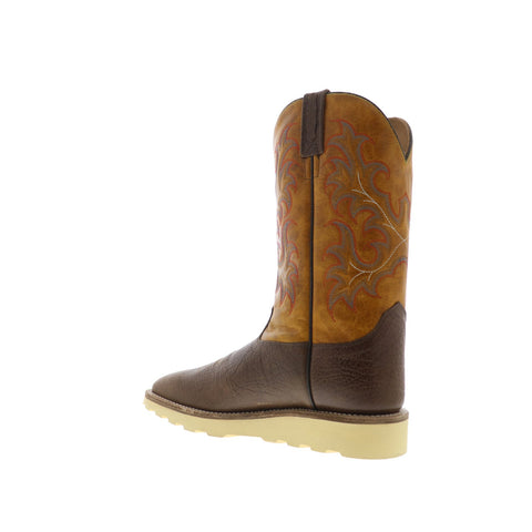 Jama Old West BSM1903 Mens Brown Leather Slip On Cowboy Western Boots