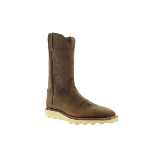 Jama Old West BSM1904 Mens Brown Wide Nubuck Slip On Cowboy Western Boots