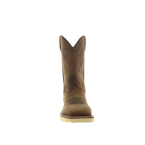 Jama Old West BSM1904 Mens Brown Wide Nubuck Slip On Cowboy Western Boots