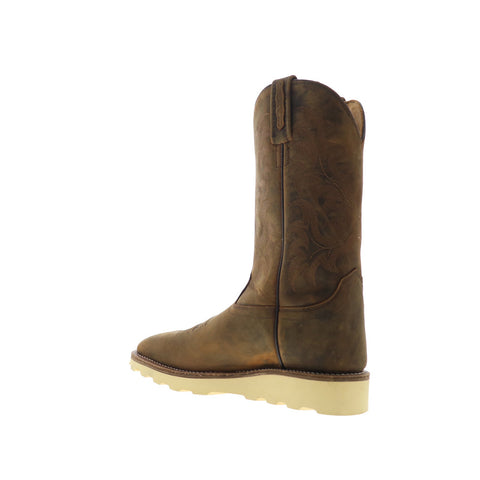 Jama Old West BSM1904 Mens Brown Wide Nubuck Slip On Cowboy Western Boots