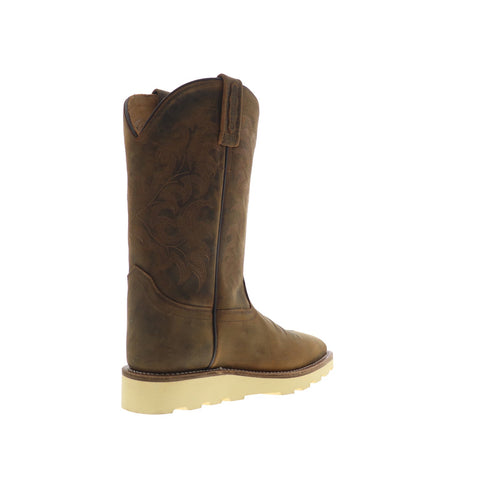 Jama Old West BSM1904 Mens Brown Wide Nubuck Slip On Cowboy Western Boots