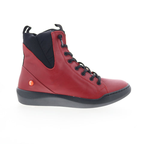 Softinos Buck BUCK698SOF Womens Red Leather Lace Up Casual Dress Boots