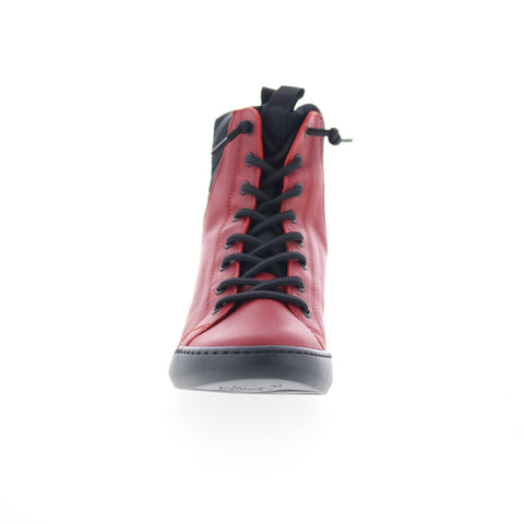 Softinos Buck BUCK698SOF Womens Red Leather Lace Up Casual Dress Boots