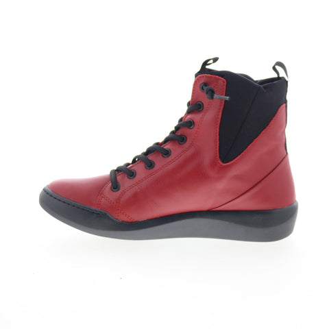 Softinos Buck BUCK698SOF Womens Red Leather Lace Up Casual Dress Boots