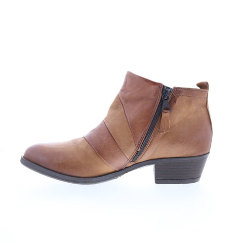 Miz Mooz Burlington Womens Brown Leather Zipper Ankle & Booties Boots