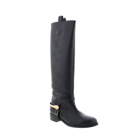 Bruno Magli Agnese BW1AGNA0 Womens Black Leather Slip On Knee High Boots