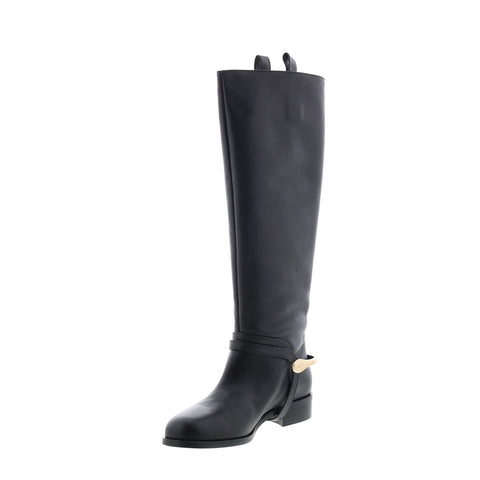 Bruno Magli Agnese BW1AGNA0 Womens Black Leather Slip On Knee High Boots