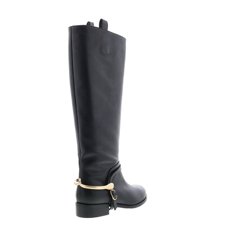 Bruno Magli Agnese BW1AGNA0 Womens Black Leather Slip On Knee High Boots