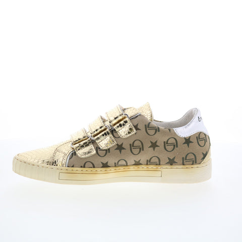 Byblos BYBLOS3 Womens Gold Leather Strap Lifestyle Sneakers Shoes