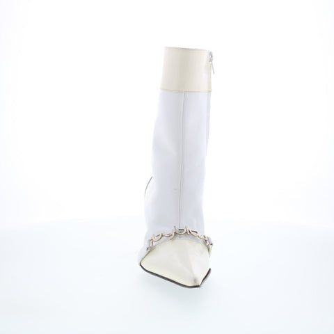 Byblos BYBLOS4 Womens White Leather Zipper Ankle & Booties Boots