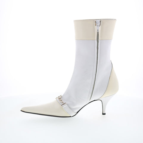 Byblos BYBLOS4 Womens White Leather Zipper Ankle & Booties Boots