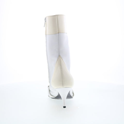 Byblos BYBLOS4 Womens White Leather Zipper Ankle & Booties Boots