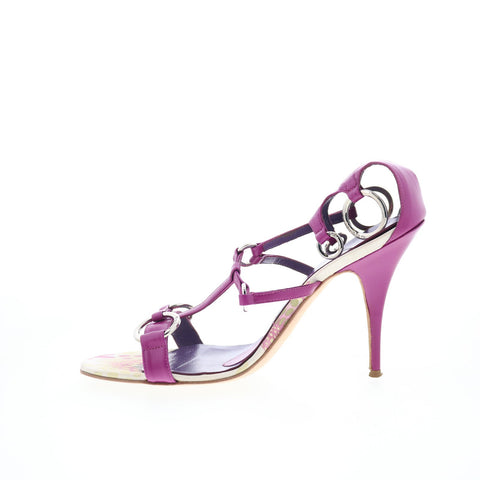 Byblos BYBLOS6 Womens Purple Leather Slip On Pumps Heels Shoes