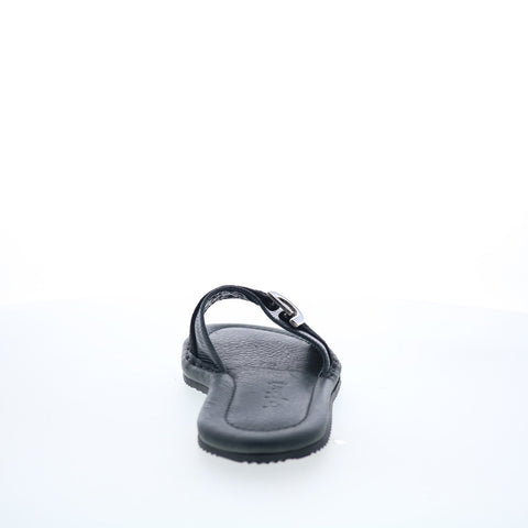 Byblos BYBLOS9 Womens Black Leather Slip On Slides Sandals Shoes