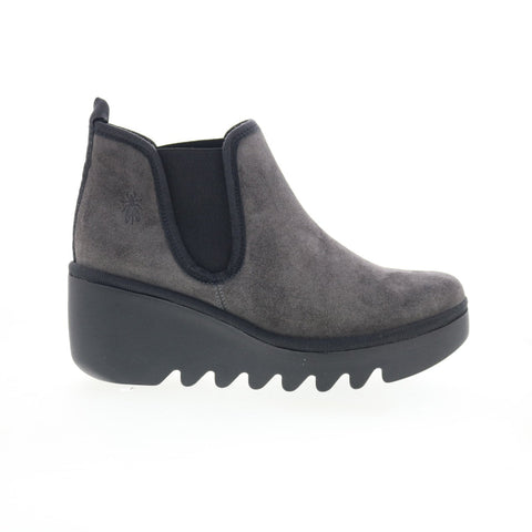 Fly London Byne BYNE349FLY-021 Womens Gray Suede Slip On Chelsea Boots