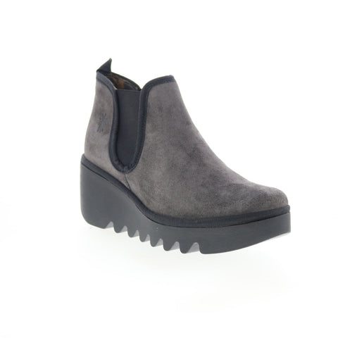 Fly London Byne BYNE349FLY-021 Womens Gray Suede Slip On Chelsea Boots