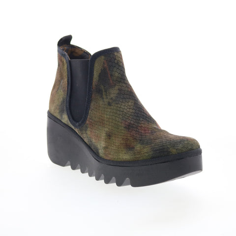 Fly London Byne BYNE349FLY-003 Womens Green Suede Slip On Chelsea Boots