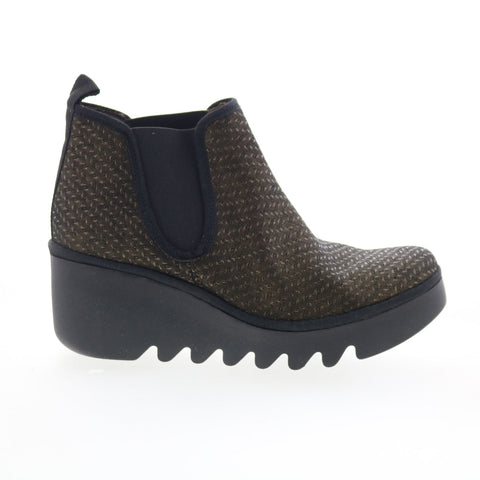 Fly London Byne BYNE349FLY-015 Womens Green Canvas Slip On Chelsea Boots