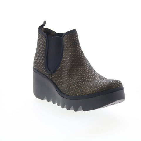 Fly London Byne BYNE349FLY-015 Womens Green Canvas Slip On Chelsea Boots