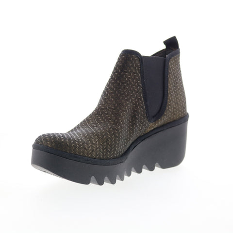 Fly London Byne BYNE349FLY-015 Womens Green Canvas Slip On Chelsea Boots