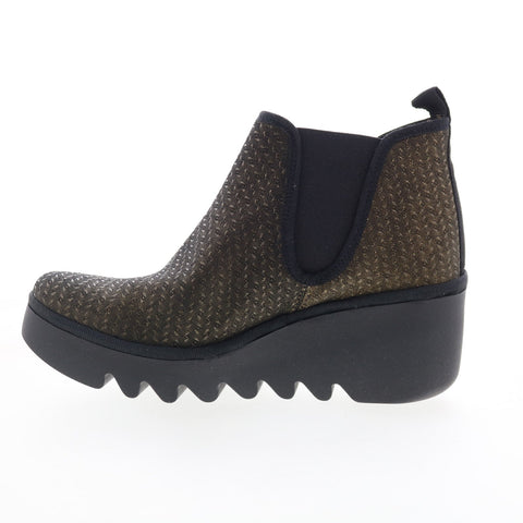 Fly London Byne BYNE349FLY-015 Womens Green Canvas Slip On Chelsea Boots