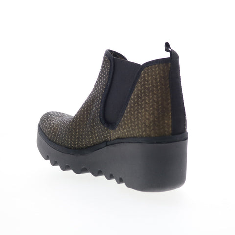 Fly London Byne BYNE349FLY-015 Womens Green Canvas Slip On Chelsea Boots
