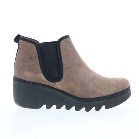 Fly London Byne BYNE349FLY-020 Womens Gray Suede Slip On Chelsea Boots