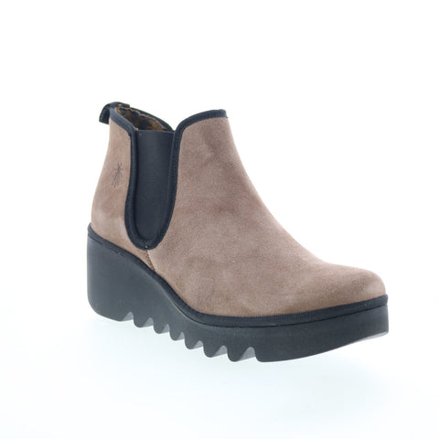 Fly London Byne BYNE349FLY-020 Womens Gray Suede Slip On Chelsea Boots
