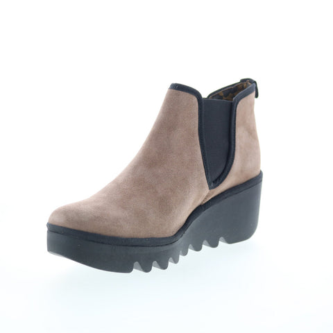 Fly London Byne BYNE349FLY-020 Womens Gray Suede Slip On Chelsea Boots