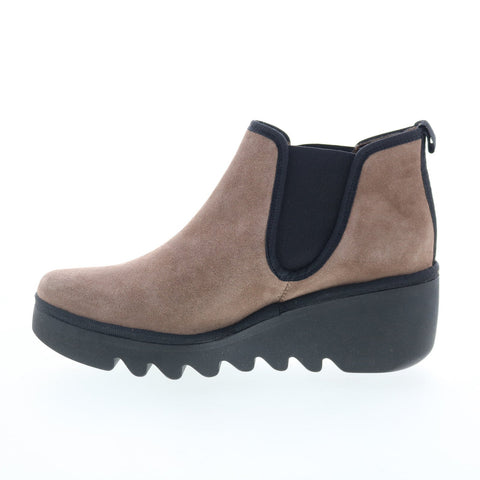 Fly London Byne BYNE349FLY-020 Womens Gray Suede Slip On Chelsea Boots