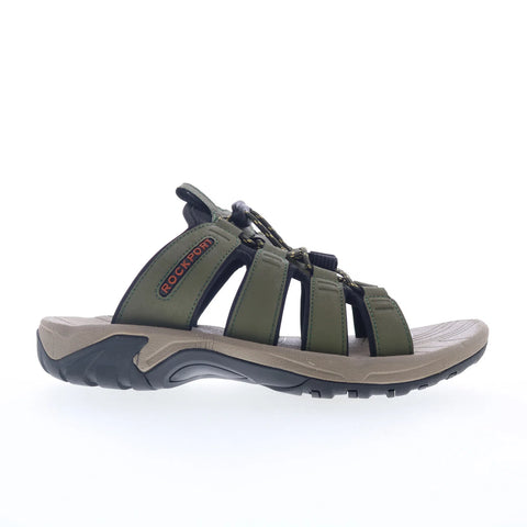 Rockport Byron Bungee Slide Mens Green Wide Synthetic Slides Sandals Shoes