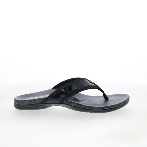 Spenco Cabo SP1225BLK Womens Black Wide Leather Flip-Flops Sandals Shoes