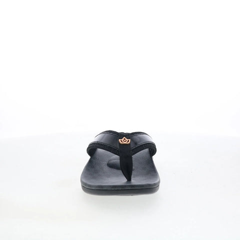 Spenco Cabo SP1225BLK Womens Black Wide Leather Flip-Flops Sandals Shoes