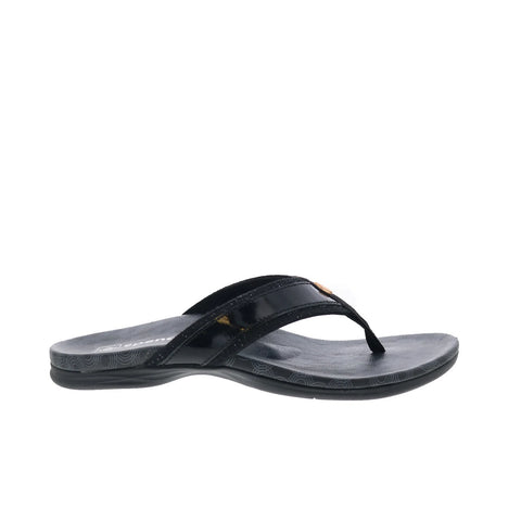 Spenco Cabo SP1225BLK Womens Black Leather Slip On Flip-Flops Sandals Shoes
