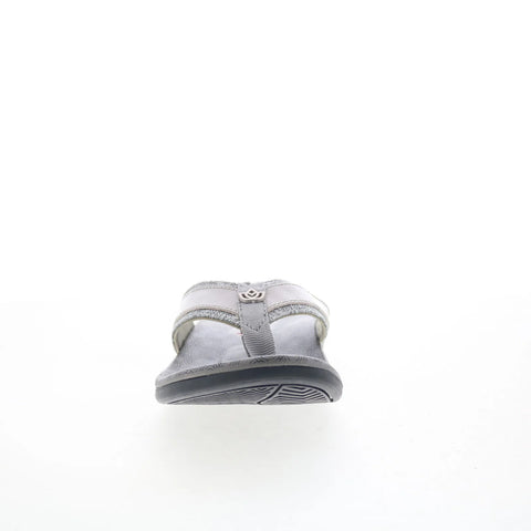 Spenco Cabo SP1225GRY Womens Gray Leather Slip On Flip-Flops Sandals Shoes